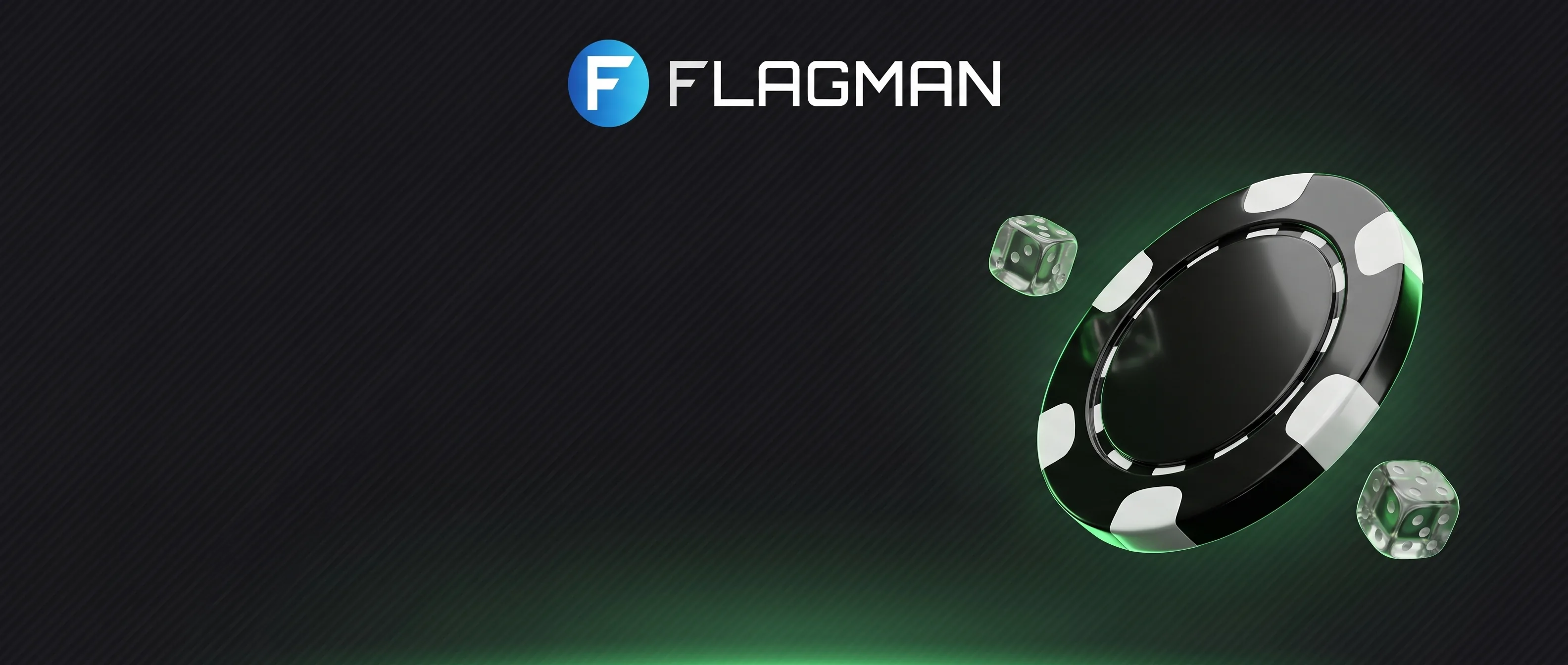 Czarna żetonowa grafika Flagman Casino z zielonym światłem